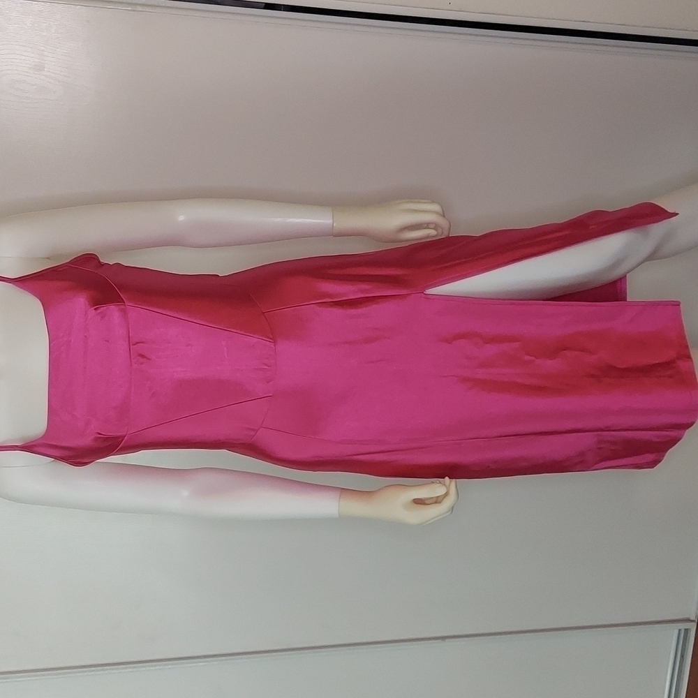 Satin Square Neck Slit Midi Dress